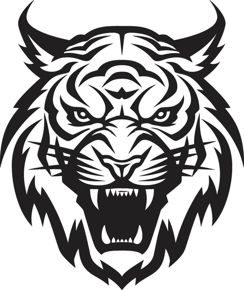 majestueus tijger gezicht logo overschaduwd beestachtig insigne vector