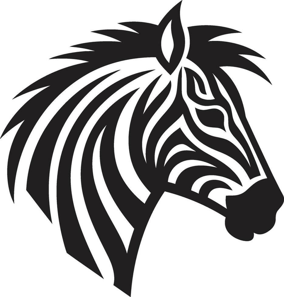 onyx zebra postzegel monochromatisch zebra gezicht logo vector