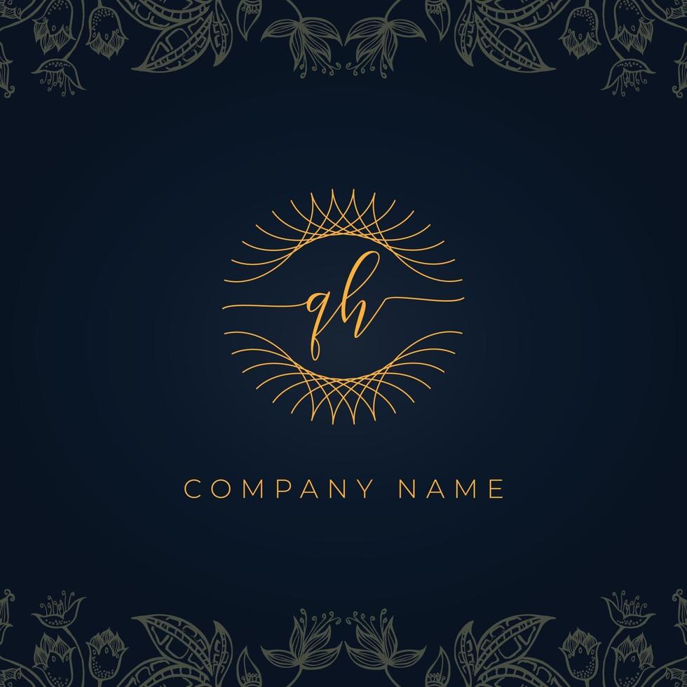 elegant luxe letter qh-logo. vector