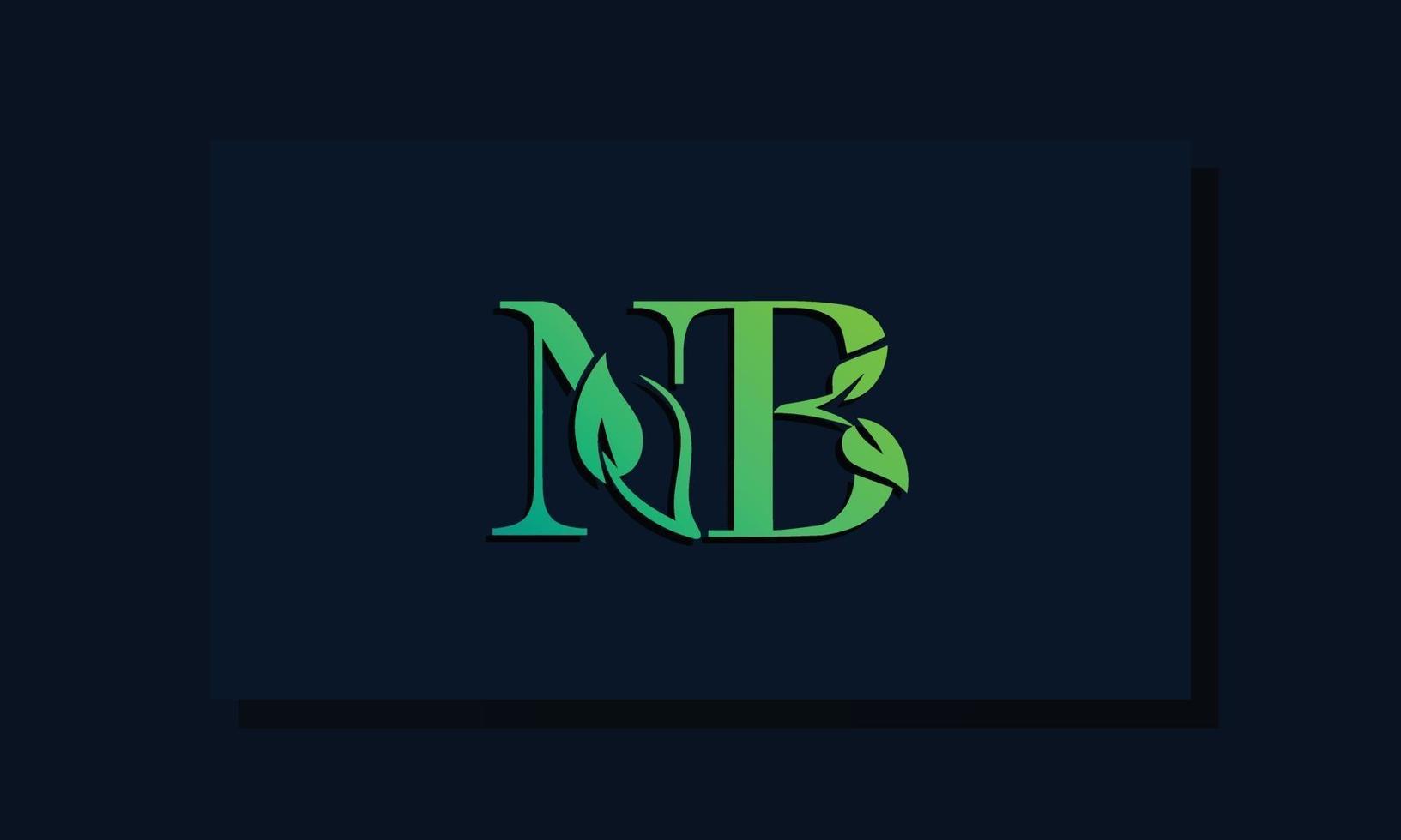 minimale bladstijl initiaal nb-logo vector