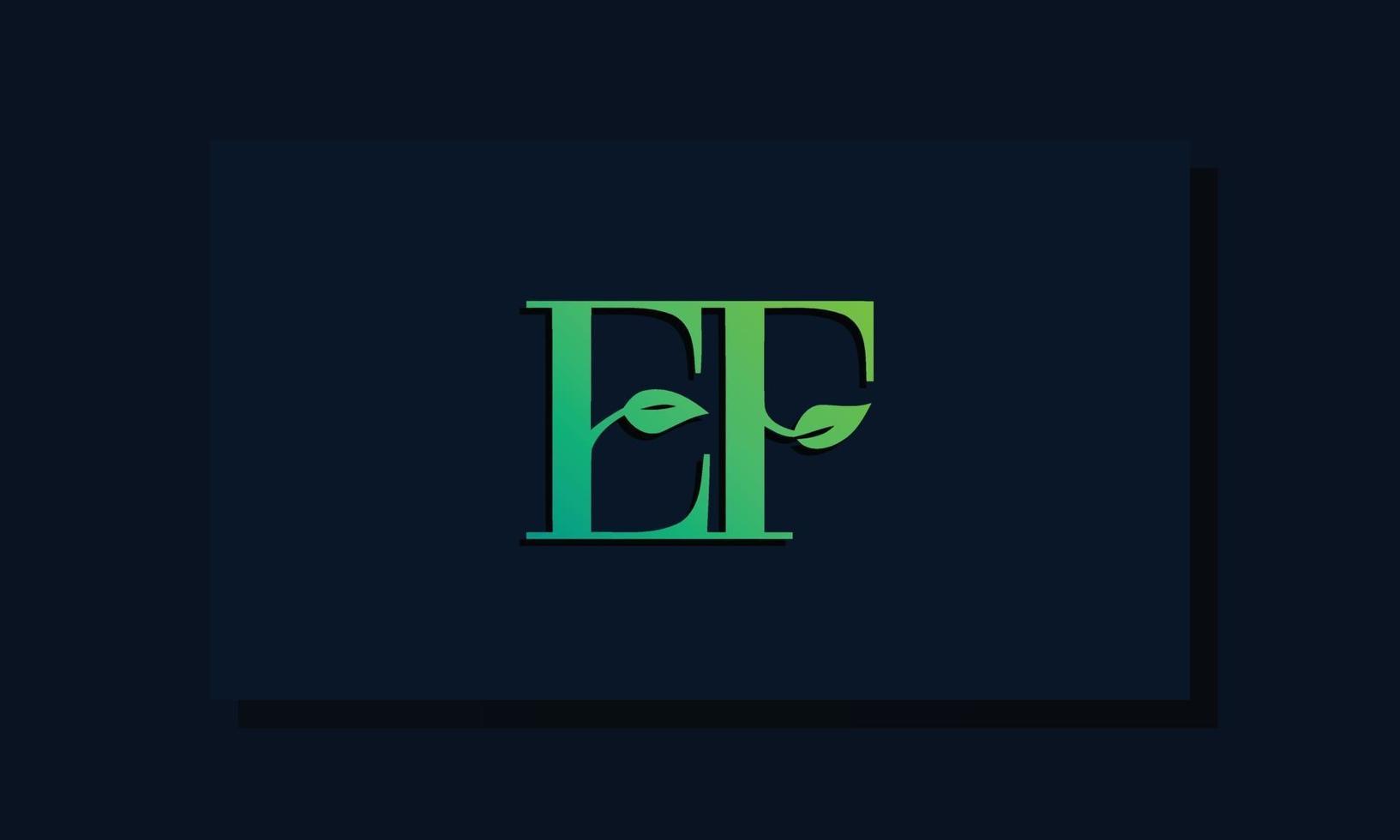 minimaal eerste ef-logo in bladstijl. vector
