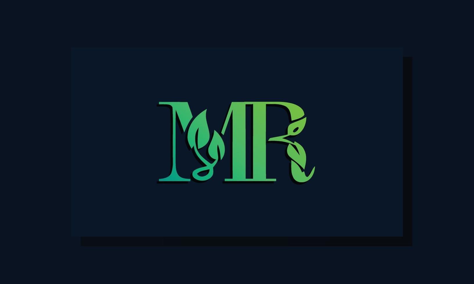 minimale bladstijl initiaal mr-logo vector
