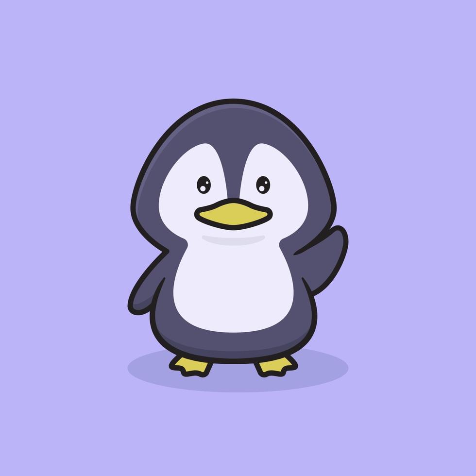 schattige pinguïn karakter illustratie, mascotte ontwerp vector
