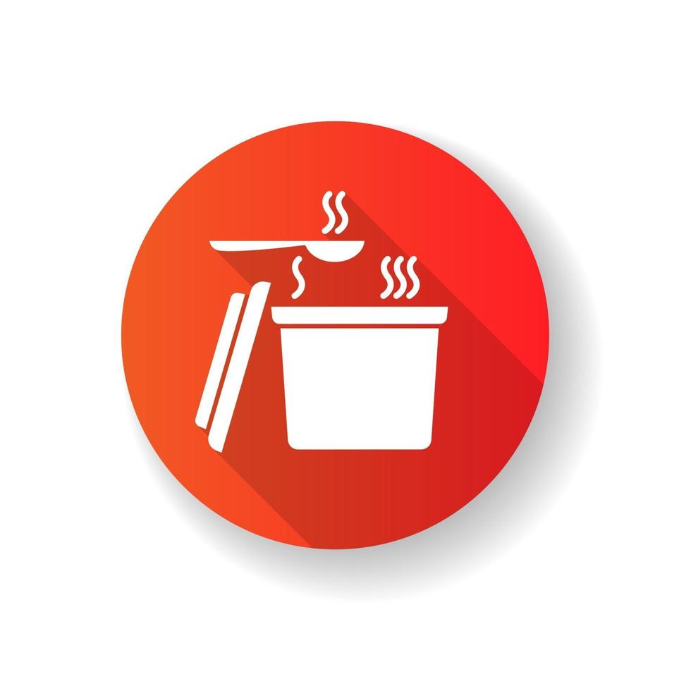 afhaalmaaltijden warm eten container rood plat ontwerp lange schaduw glyph icon vector