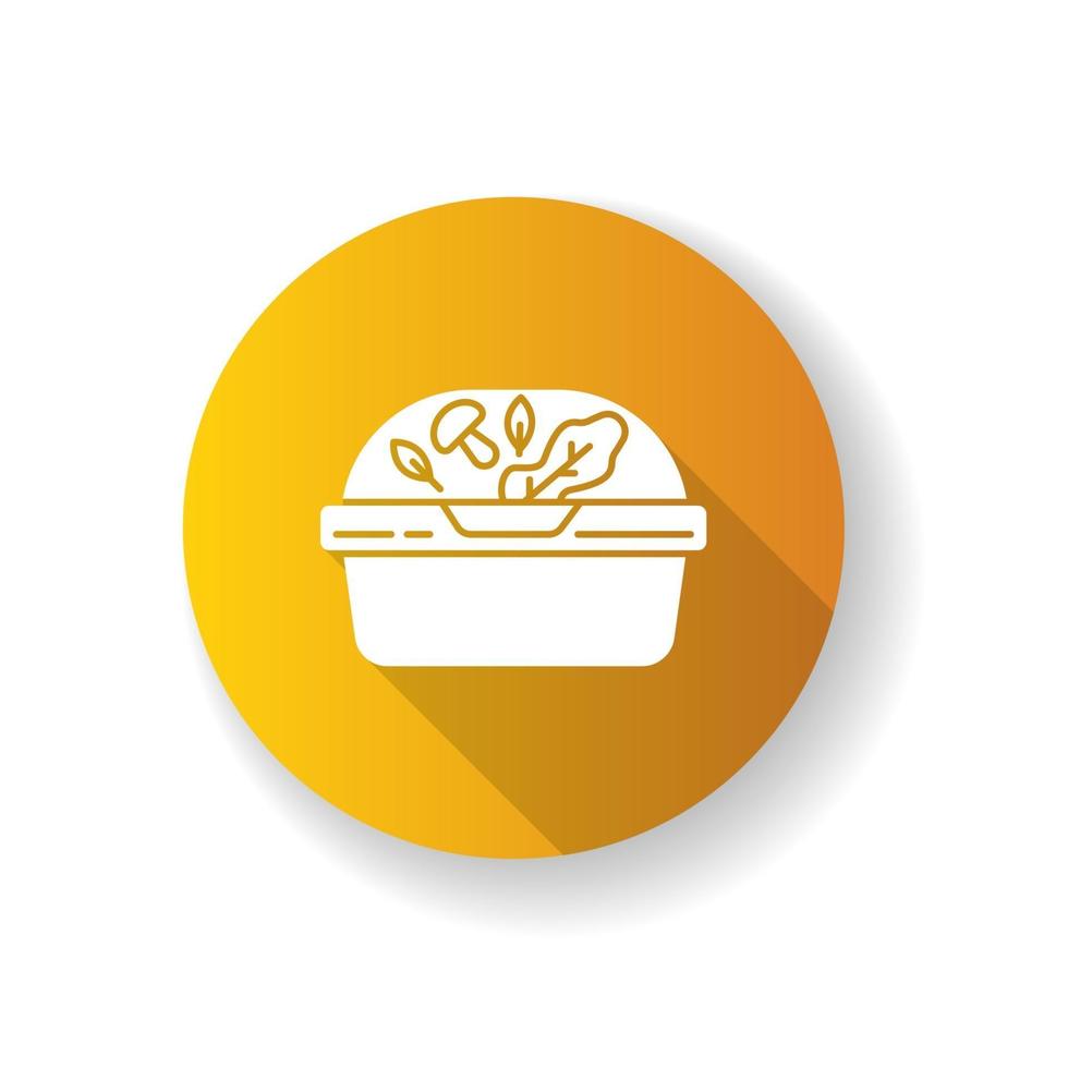 plastic container voor salade geel plat ontwerp lange schaduw glyph icon vector