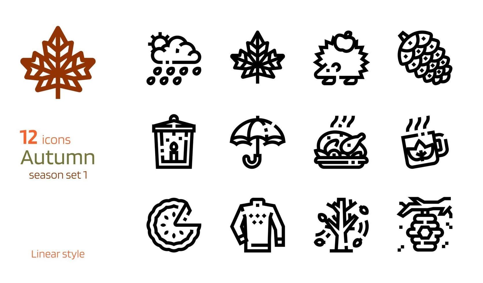 herfst lineaire pictogram vector set