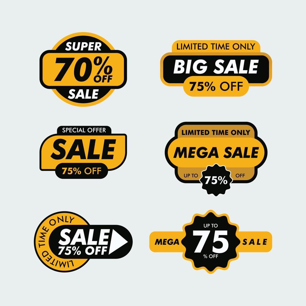 gradiënt geel zwart verkoop badges collectie sjabloon vector
