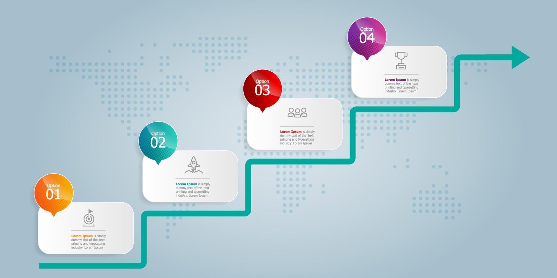 traptreden omhoog horizontale infogrphics element presentatie vector