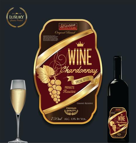 Luxe gouden wijn label vectorillustratie vector