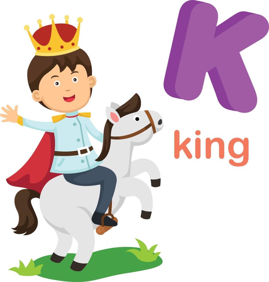 illustratie geïsoleerde alfabet letter k king vector