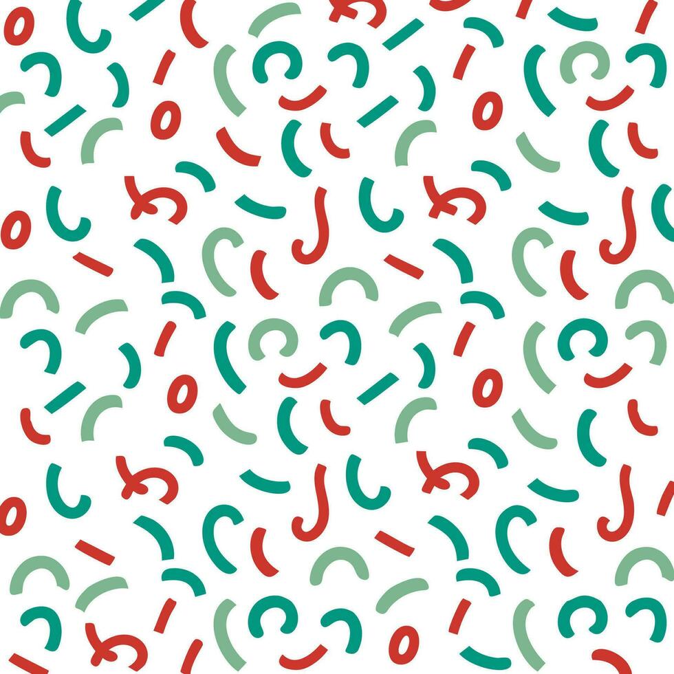 rood en groen Memphis squiggle Kerstmis naadloos patroon.a pret en feestelijk naadloos patroon met rood en groen Memphis kronkels Aan een wit achtergrond. vector