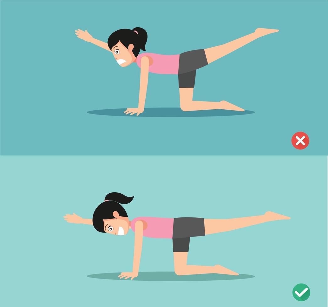 vrouw verkeerd en sunbird pose, vectorillustratie vector