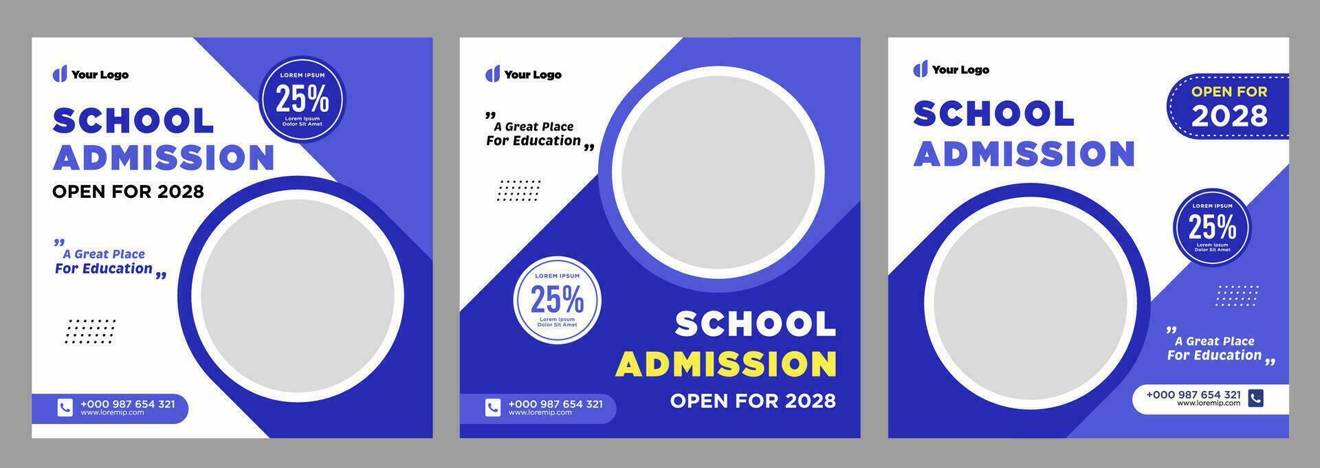 school- toelating banier of sociaal media sjabloon vector