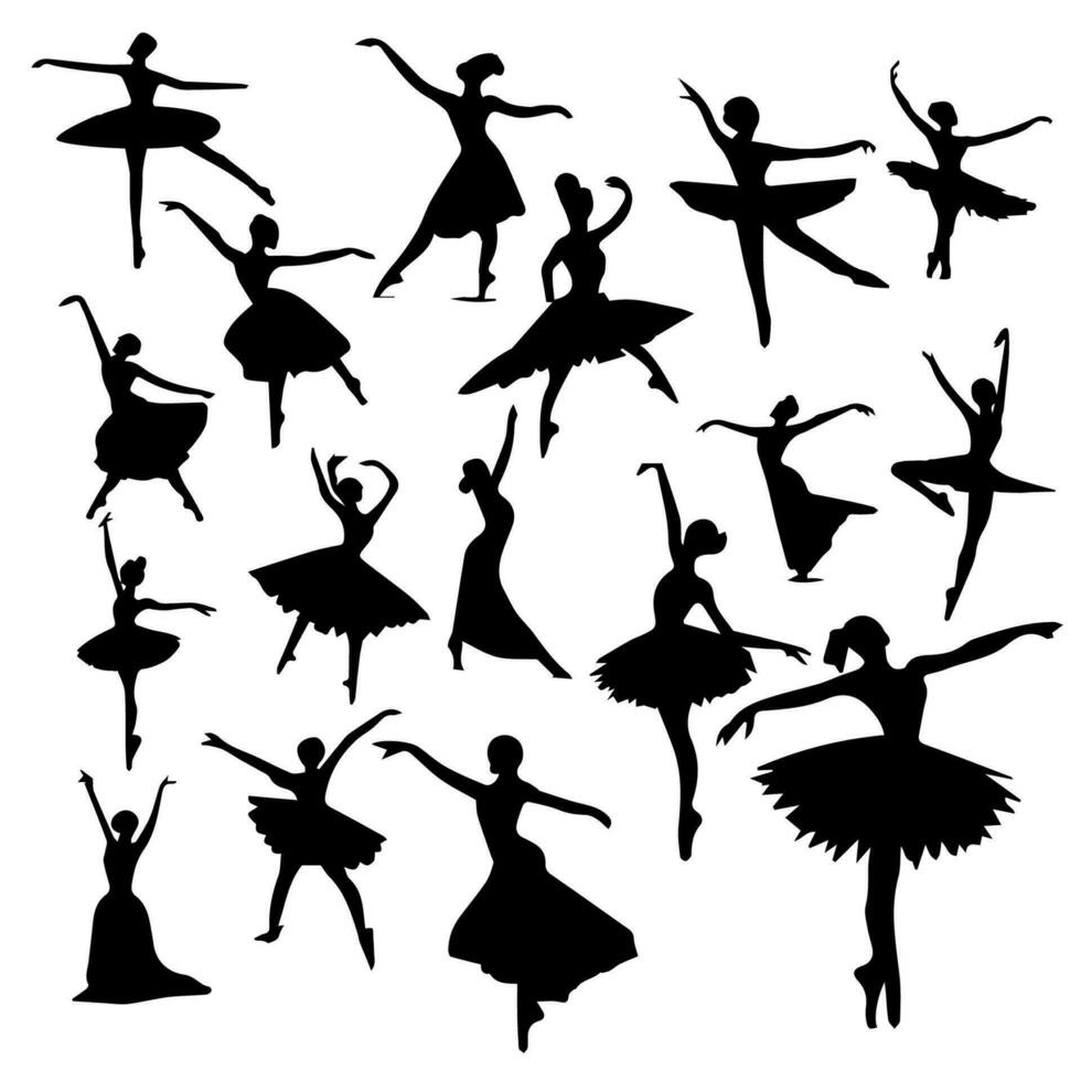 ballet danser geïsoleerd silhouetten vector verzameling