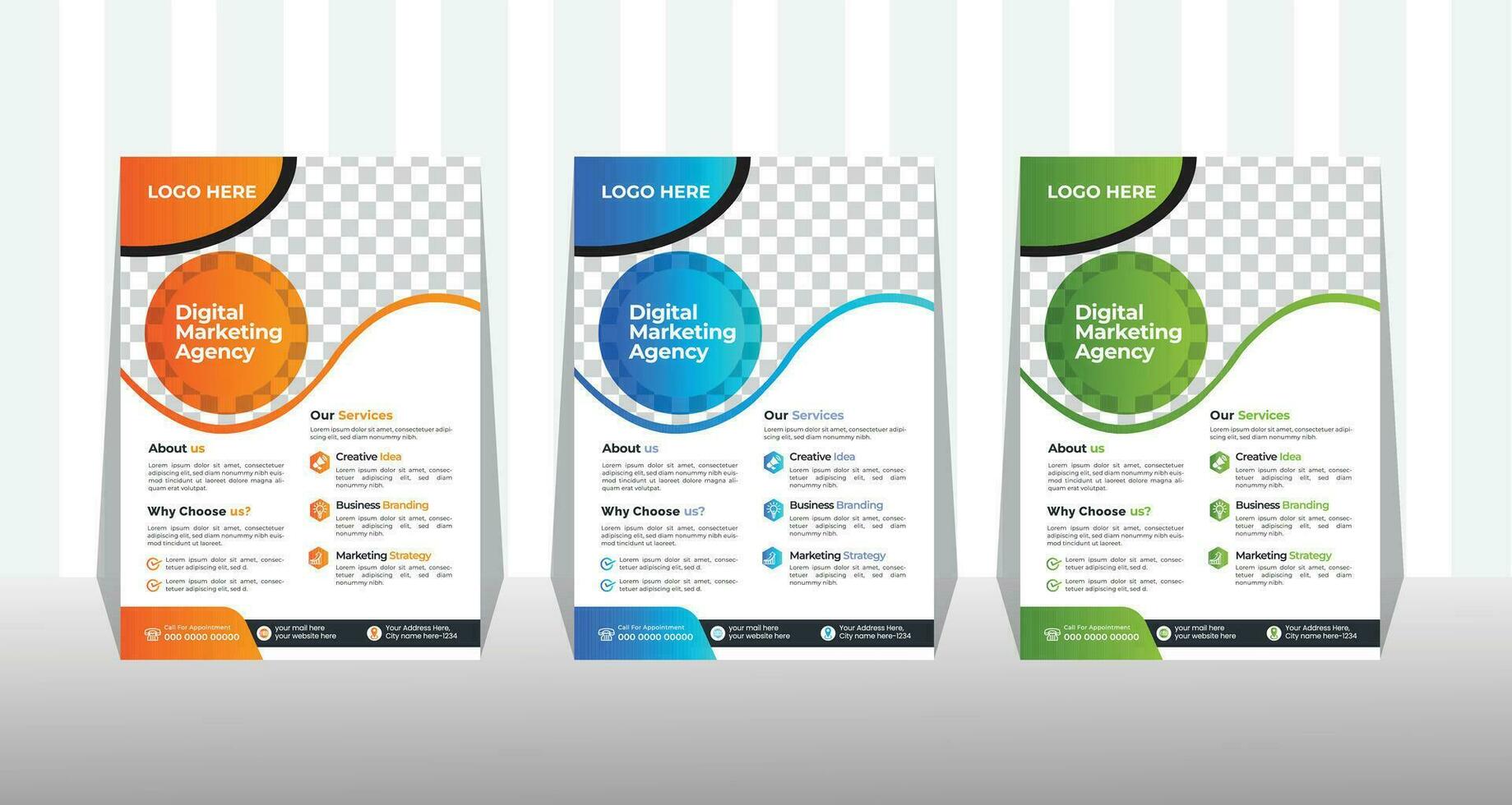 zakelijke bedrijf folder en brochure Hoes ontwerp lay-out achtergrond met drie kleuren schema, vector sjabloon in a4 maat.