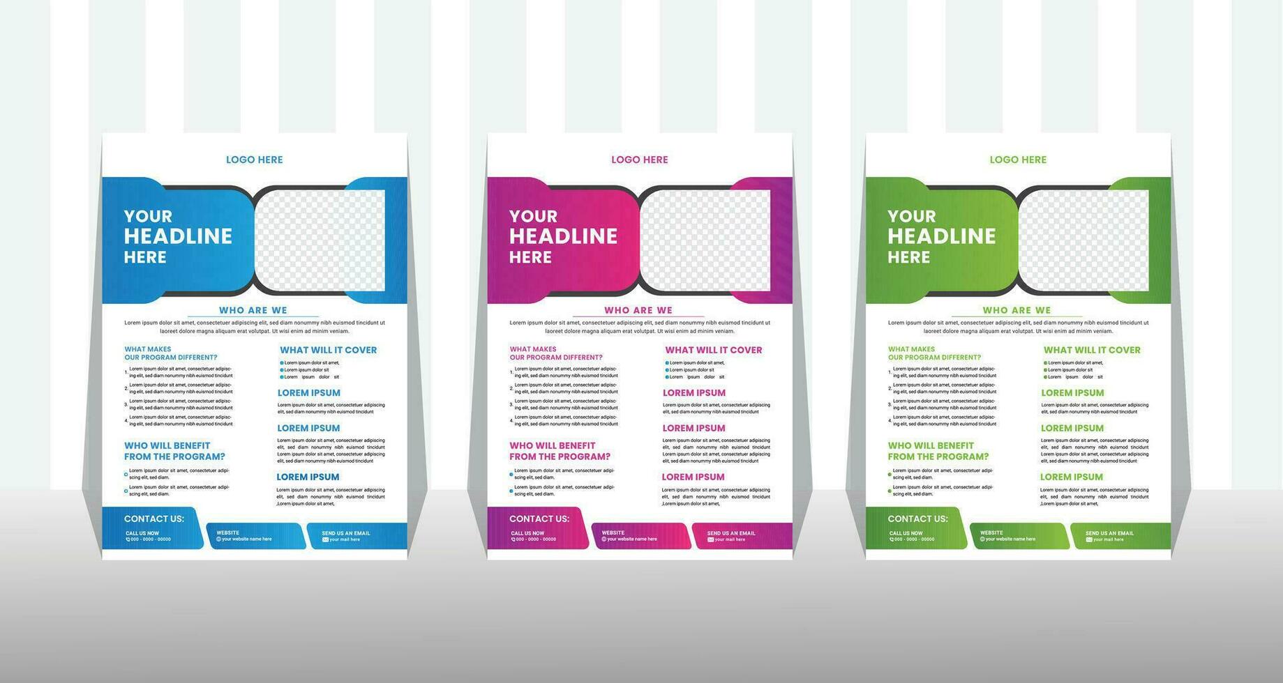 zakelijke bedrijf folder en brochure Hoes ontwerp lay-out achtergrond met drie kleuren schema, vector sjabloon in a4 maat.