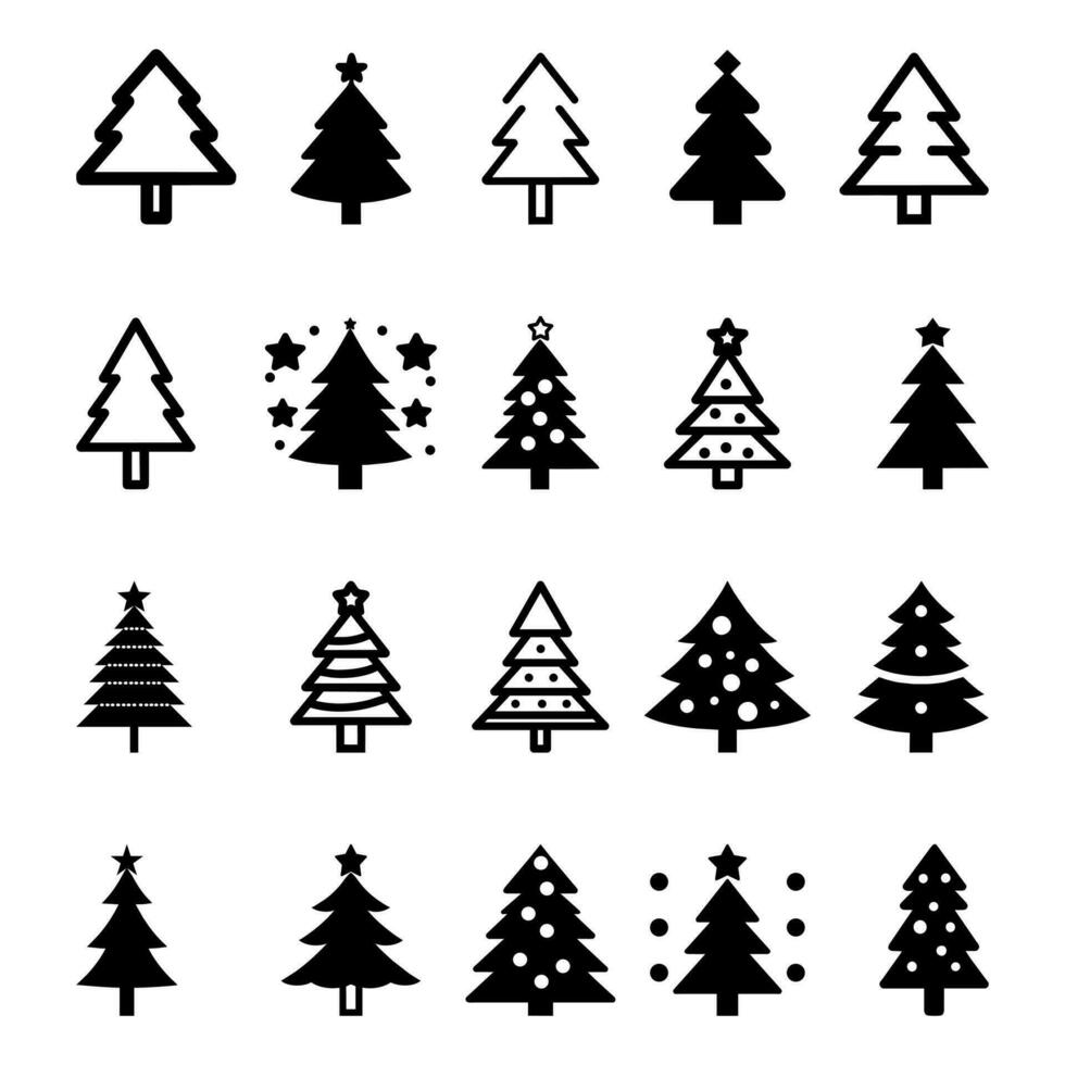 reeks van Kerstmis bomen voor vrolijk Kerstmis en gelukkig nieuw jaar. geïsoleerd ontwerp achtergrond. vector set.