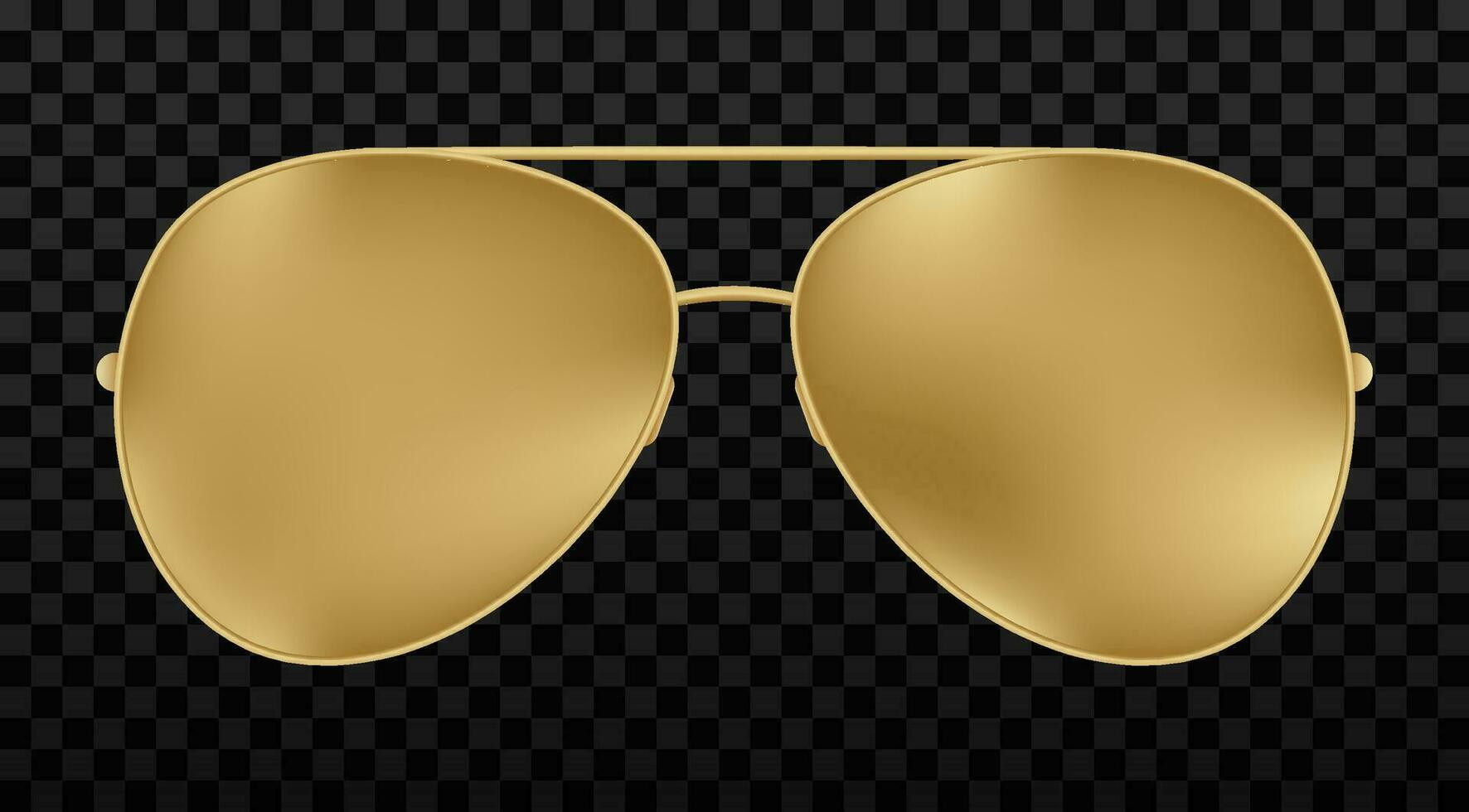 goud vliegenier zonnebril met goud kader. gouden zon bril 3d vector realistisch