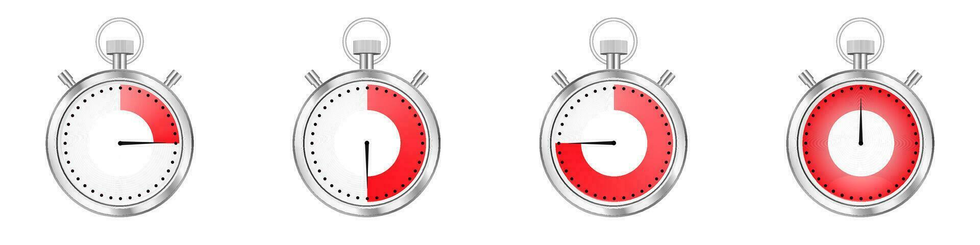 stopwatch met rood vullen bar. timer chronometer met accuraat meting voor timing en vector wedstrijden