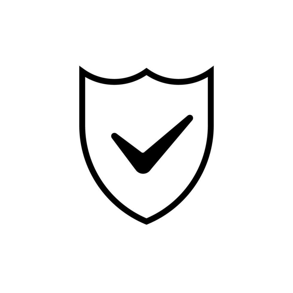 zwart schild met controleren Mark icoon. teken van web veiligheid en bescherming tegen virussen en hacken met verplicht gebruiker controleren en vector brandmuur