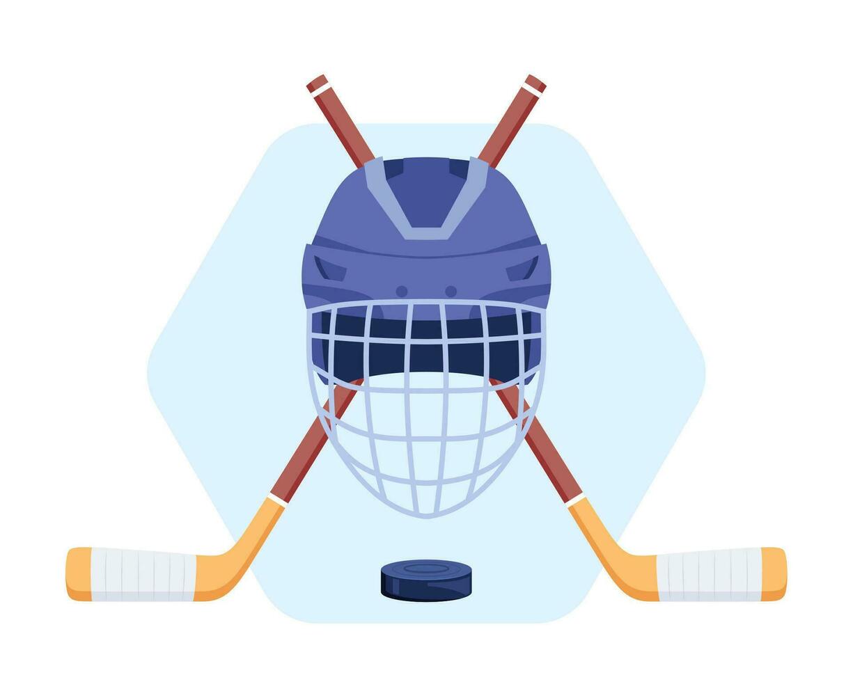 ijs hockey embleem sjabloon, insigne, logo. hockey helm met gekruiste signalen en puck. vector illustratie.