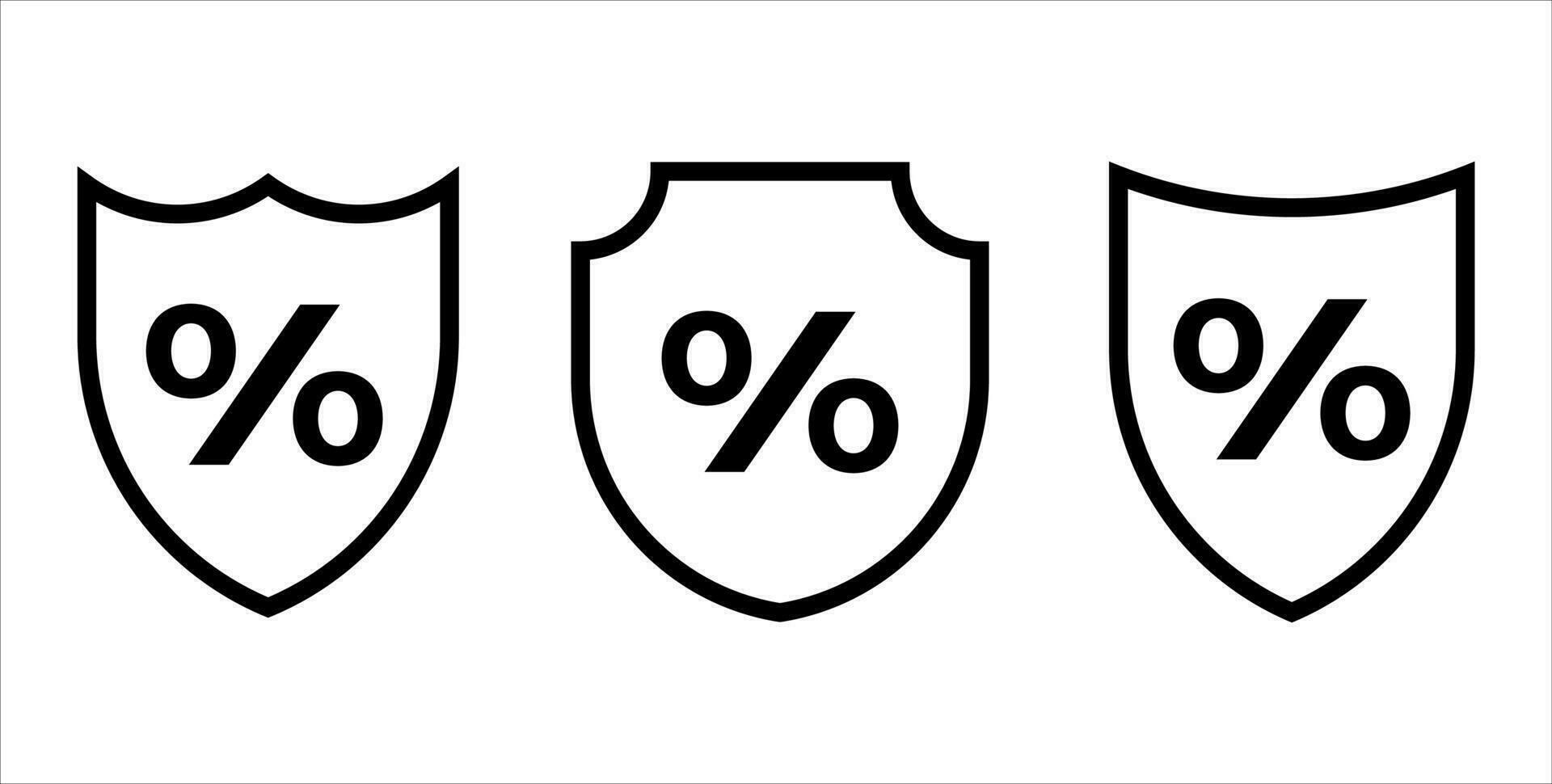 storting verzekering icoon symbool. investering bescherming procent shiled lijn icoon vector