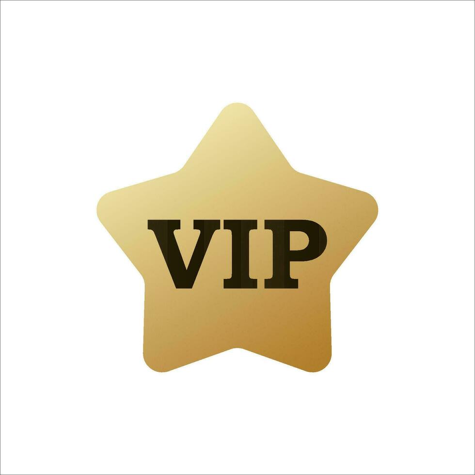 gouden ster met opschrift vip. Koninklijk premie etiket voor uitnodiging met exclusief embleem en elegant ontwerp voor beroemd en rijk vector bezoekers
