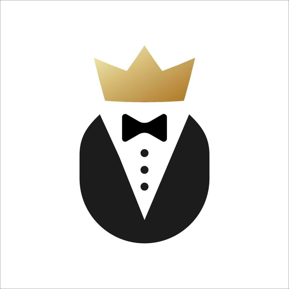 rijk smoking en boog stropdas met gouden kroon. luxe vip stijl voor heer en zakenman voor creatief conferenties en vector recepties
