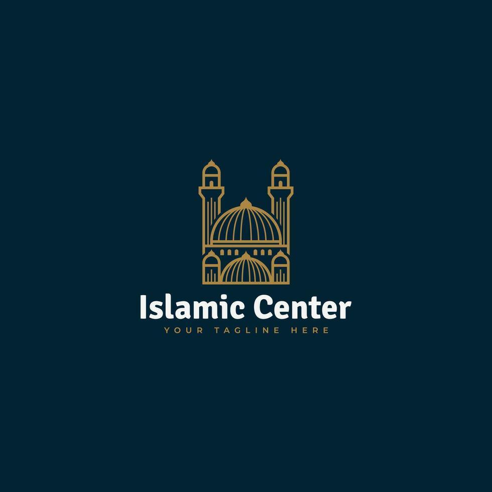 moskee gebouw logo ontwerp vector sjabloon, moskee logo sjabloon, concept ontwerp, creatief symbool, lineair, icoon