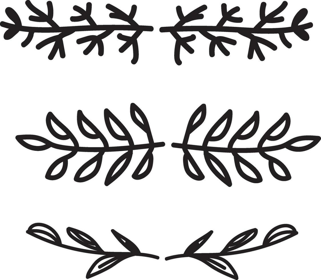 hand- getrokken ornament verdeler verzameling, hand- getrokken clip art, borders clip art ontwerp element, tekening verdelers, hand- getrokken lijn grenzen, blad ontwerp, wijnoogst ornamenten, decoratie element vector