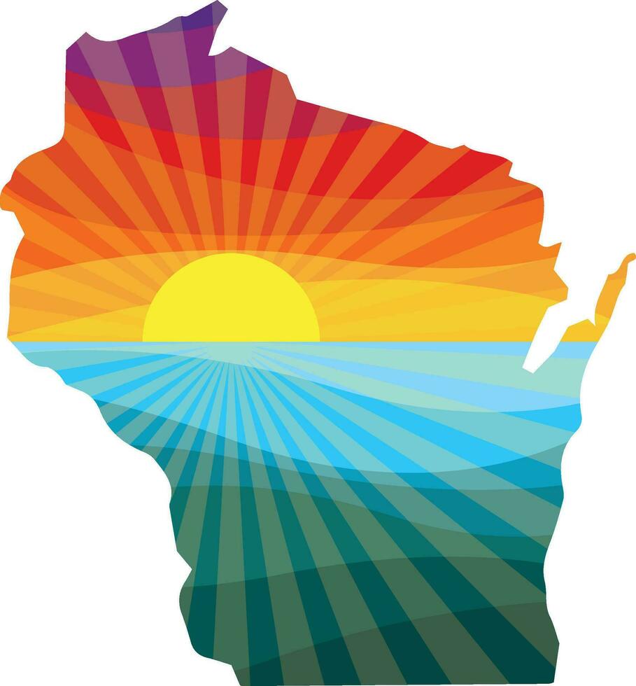 kleurrijk zonsondergang schets van Wisconsin vector grafisch illustratie icoon