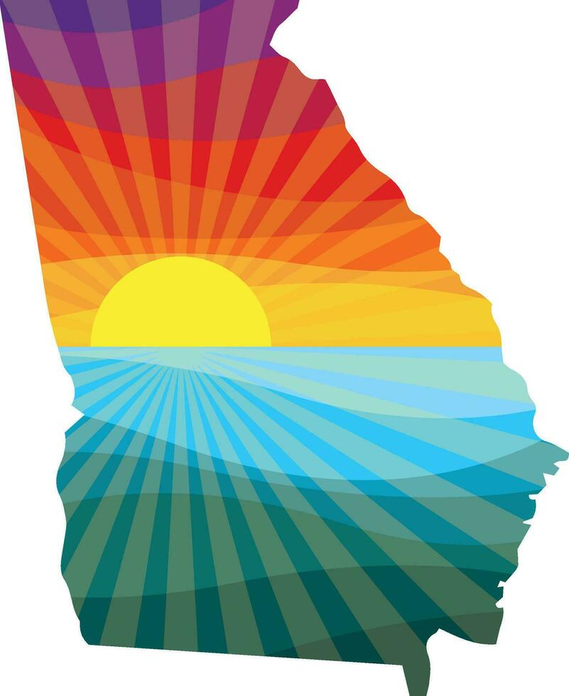 kleurrijk zonsondergang schets van Georgië vector grafisch illustratie icoon