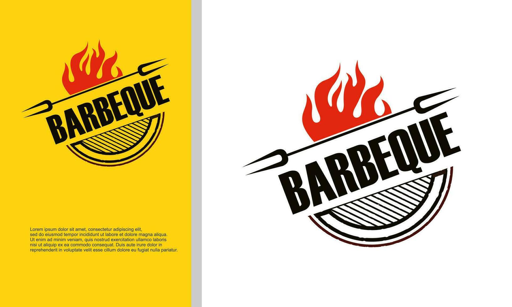 barbecue rokerij bbq barbecue bar en rooster logo ontwerp met vork en brand vector