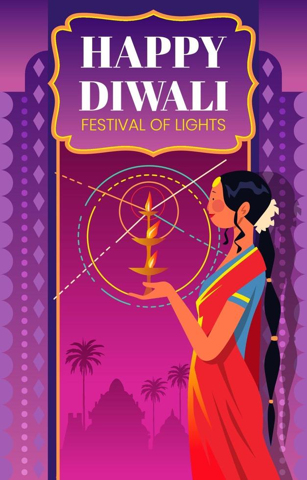 fijne diwali hindoe vakantie vector