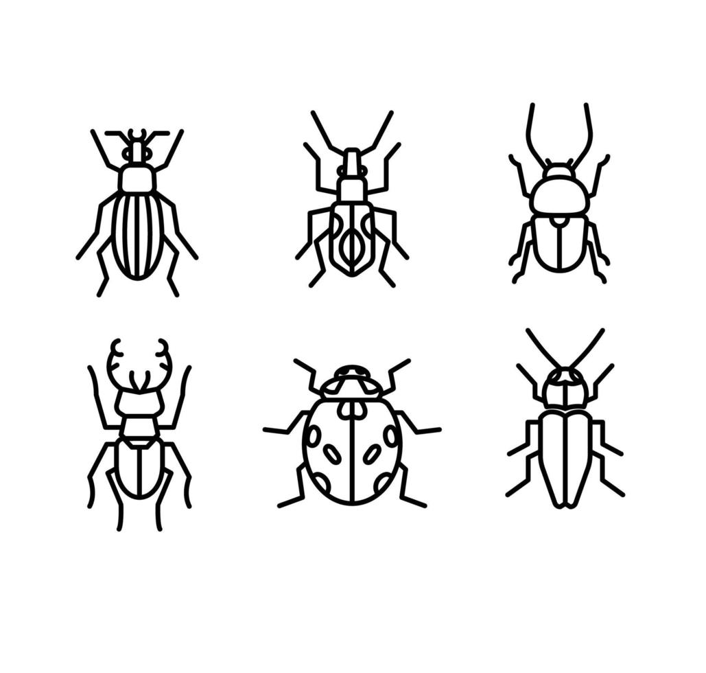 illustratie van insecten iconen outline vector