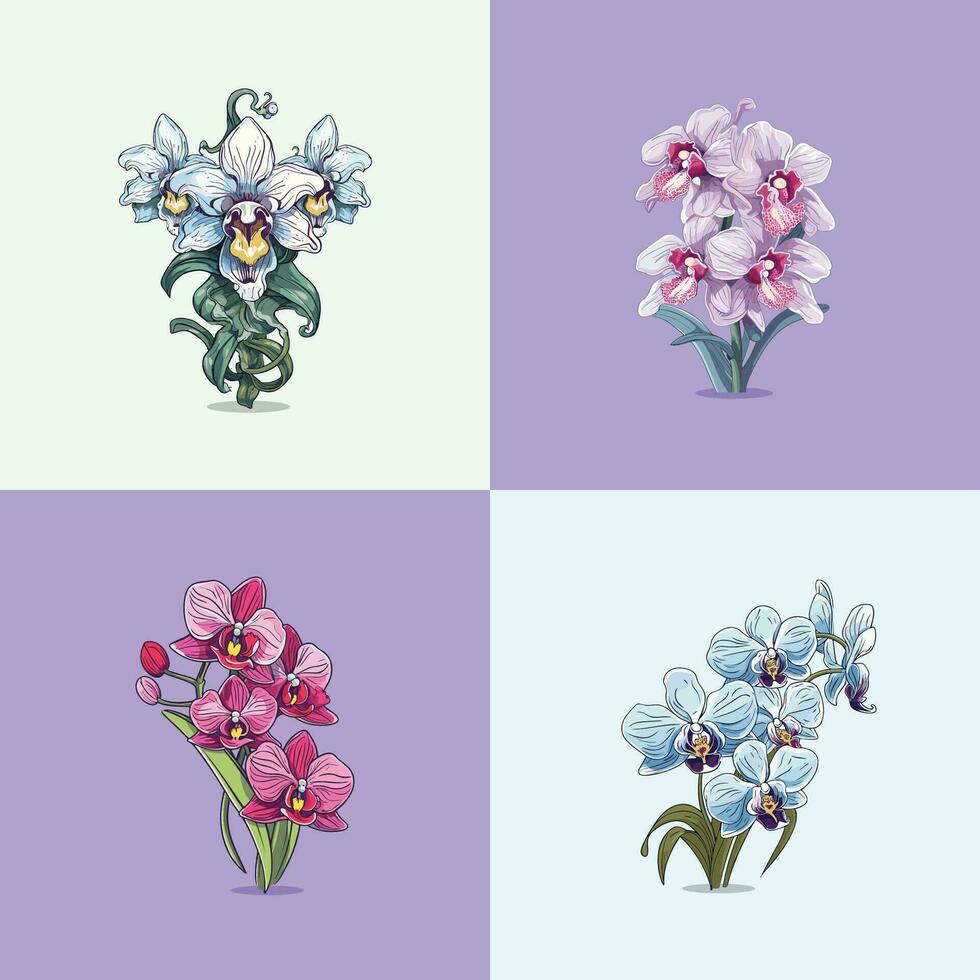 orchidee vector klem kunst illustratie