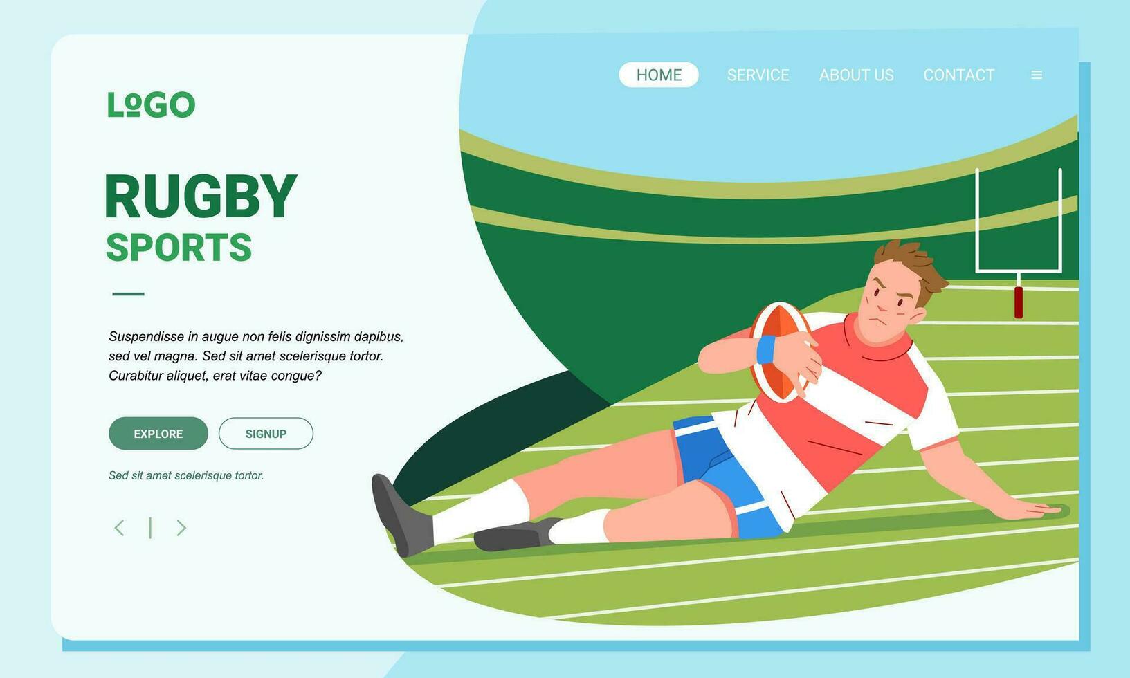 rugby minimalistische banier web illustratie mobiel landen bladzijde gui ui speler glijbaan Onderscheppen Aan veld- vector