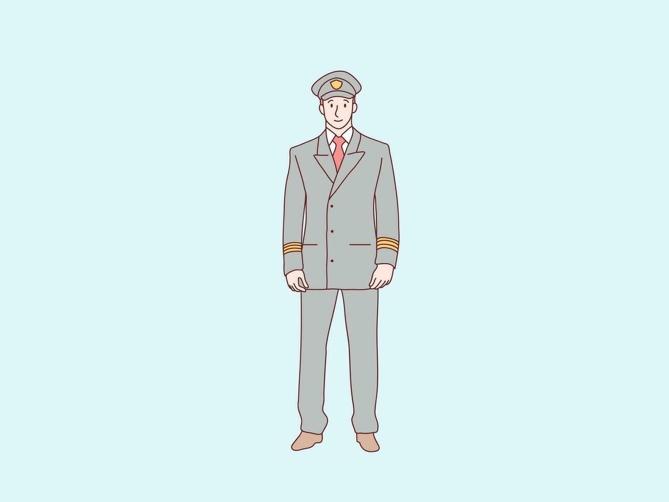 Mens piloot gemakkelijk Koreaans stijl illustratie vector