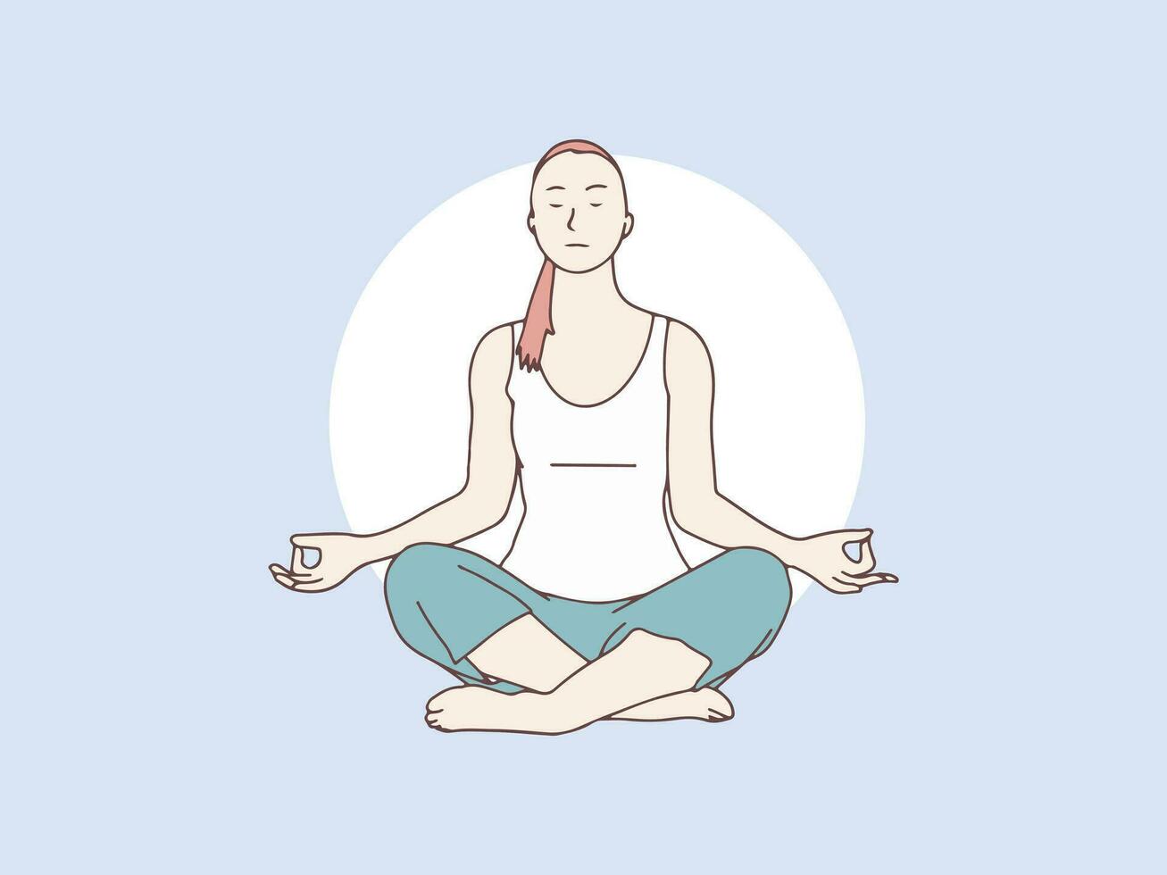 vrouw mediteren yoga gemakkelijk Koreaans stijl illustratie vector