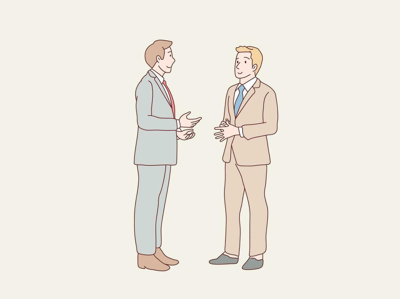 bedrijf partners Mens bespreken hebben gesprek werk gemakkelijk Koreaans stijl illustratie vector