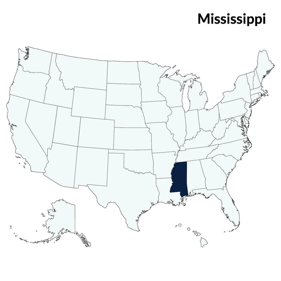 kaart van Mississippi. Mississippi kaart. Verenigde Staten van Amerika kaart vector