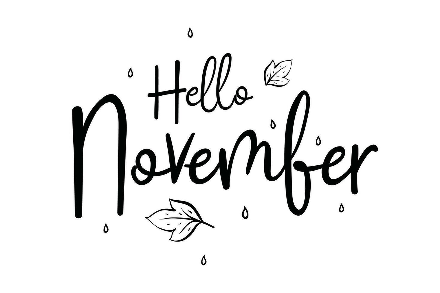 Hallo november schoonschrift inscriptie. vector illustratie