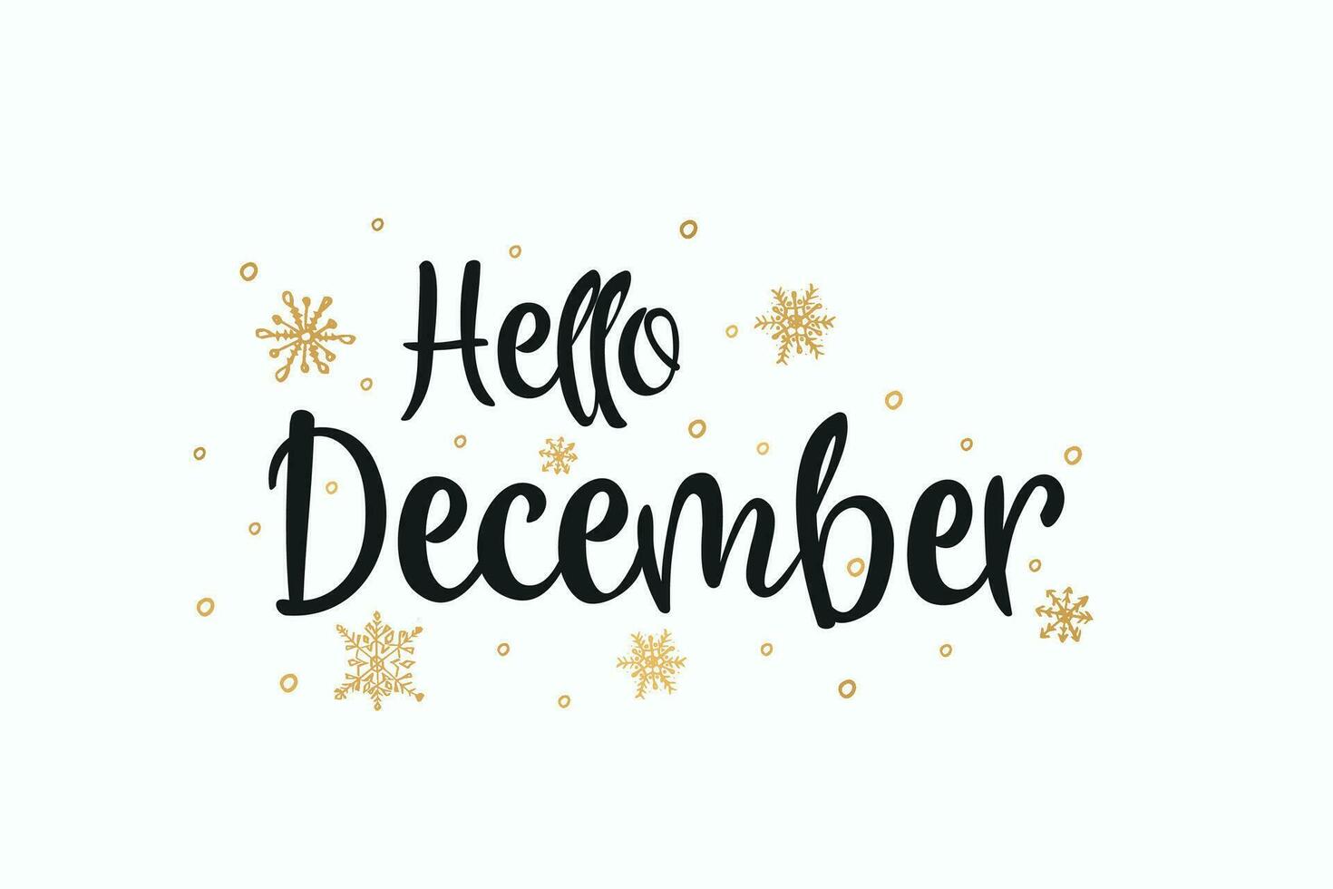 Hallo december schoonschrift inscriptie. vector illustratie