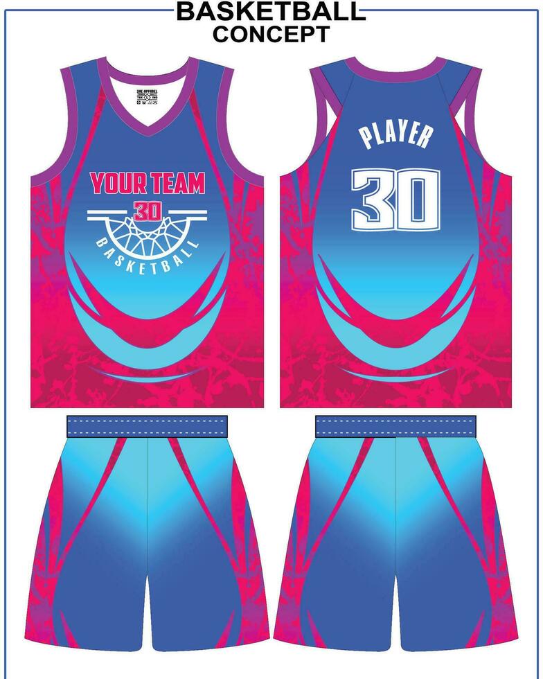 Purper ping basketbal Jersey concept met grunge helling ontwerp voor sublimatie vector