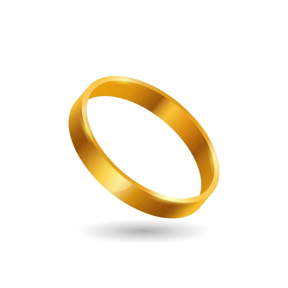 gouden ring. sieraden romantisch geschenk rijk toestand symbool en decoratie voor bruiloft vakantie vector ceremonie