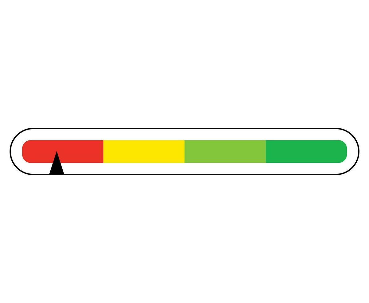 streep kleur schaal meter. paneel peilen met wijzerplaat tonen positief groen en negatief rood druk met dashboard vector snelheidsmeter