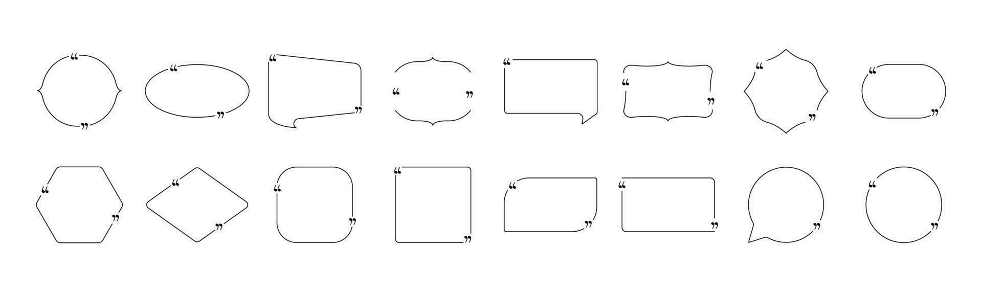 meetkundig kaders met citaat merken set. berichten met citaten en gemoedelijk dialoog met opmerkingen voor web en kunst vector discussie