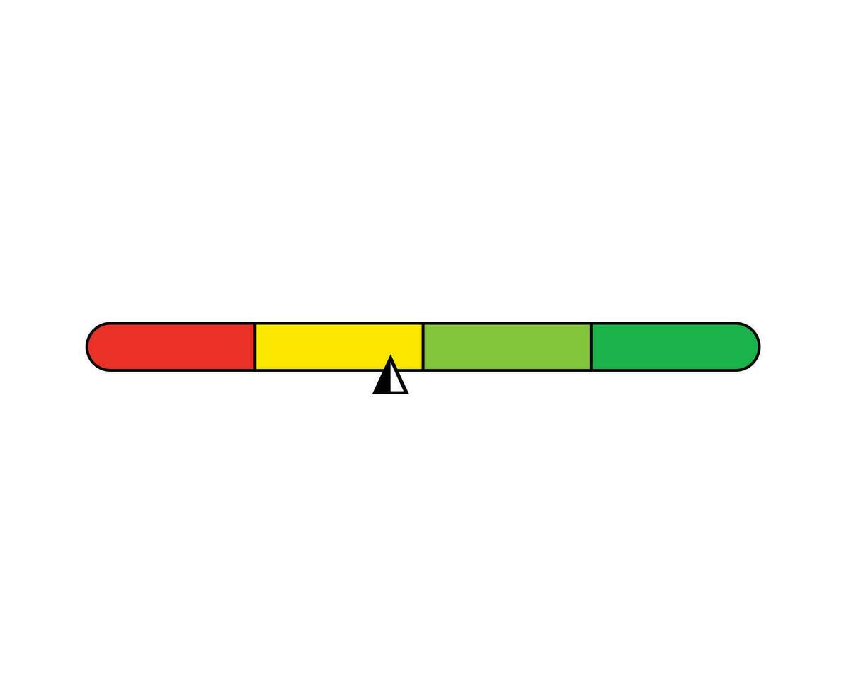 lijn kleur schaal indicator. meten peilen met wijzerplaat tonen positief groen en negatief rood druk met dashboard vector snelheidsmeter