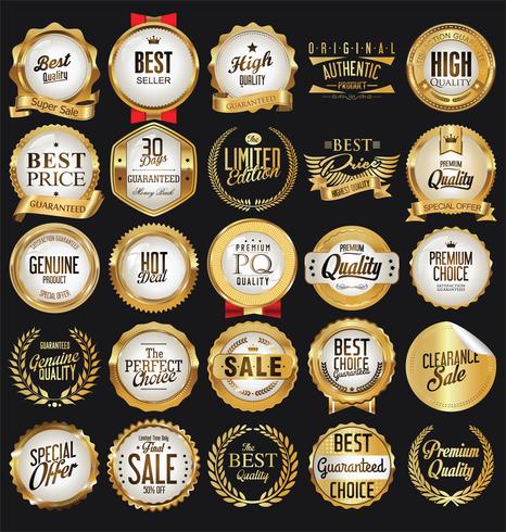 Luxe premium gouden insignes en labels vector