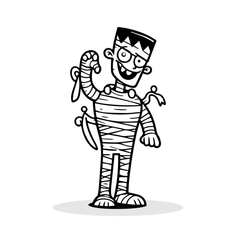 schattig tekenfilm monster frankenstein schets, kleur boek, kinderen halloween illustratie vector